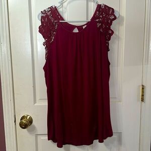 Laced shoulder, Maroon tank top